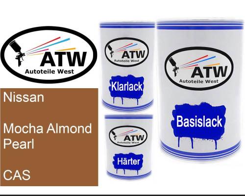 Nissan, Mocha Almond Pearl, CAS: 500ml Lackdose + 500ml Klarlack + 250ml Härter - Set, von ATW Autoteile West.